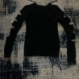 Promesa Black Sweater with Classy Arm Slits